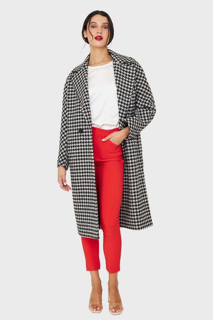 Abrigo Oversize Pied De Poule Blanco Nicopoly-1