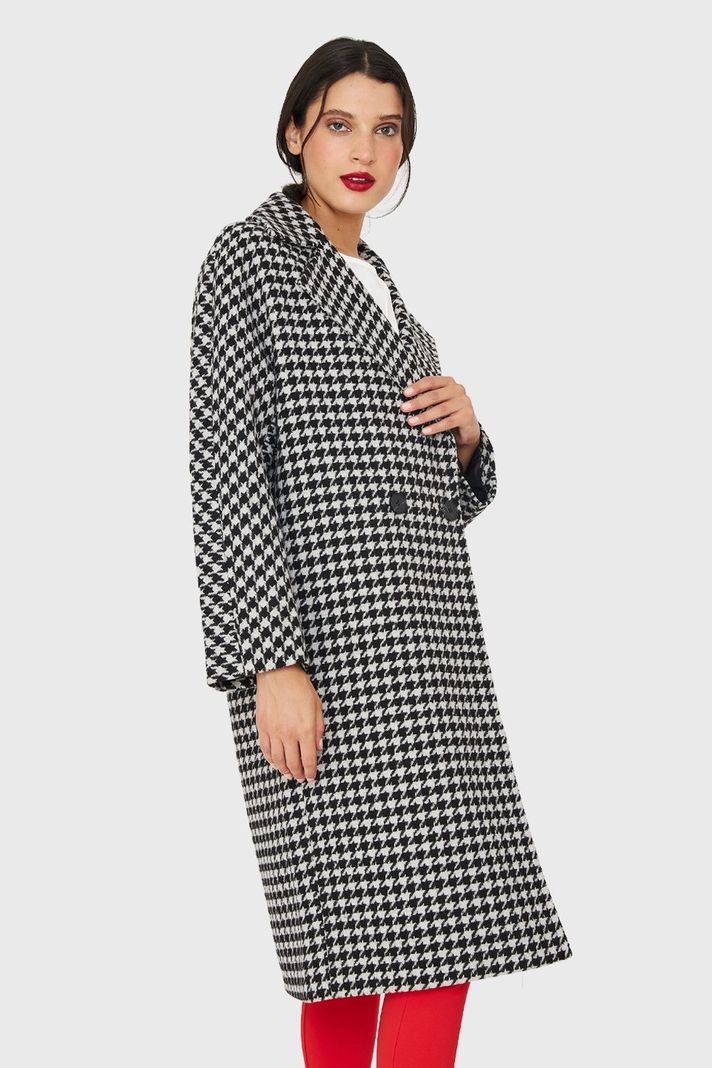 Abrigo Oversize Pied De Poule Blanco Nicopoly-2