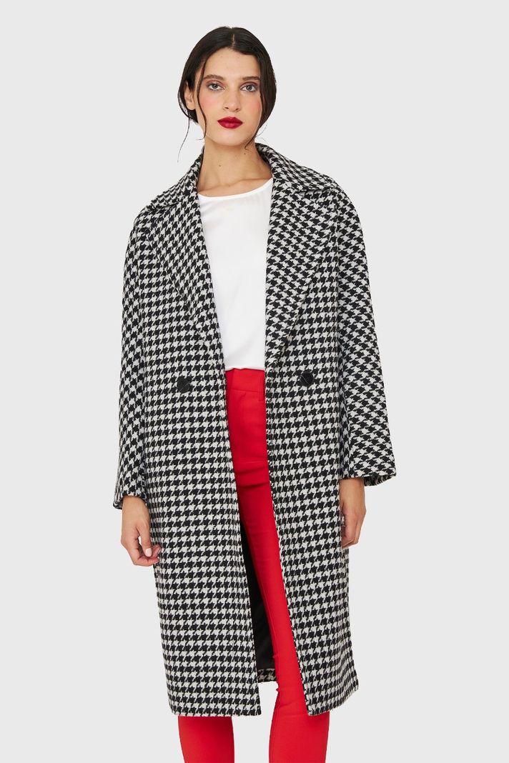 Abrigo Oversize Pied De Poule Blanco Nicopoly-4