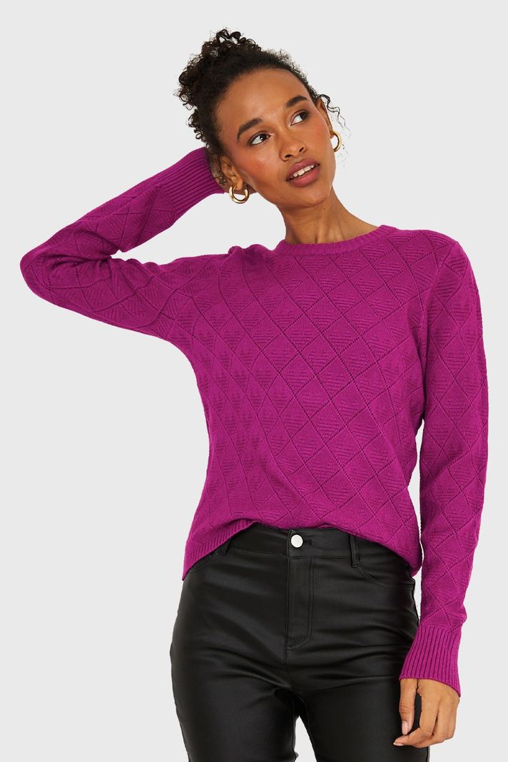 Sweater Diseño Rombos Magenta Nicopoly-0