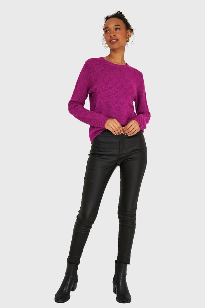 Sweater Diseño Rombos Magenta Nicopoly-1
