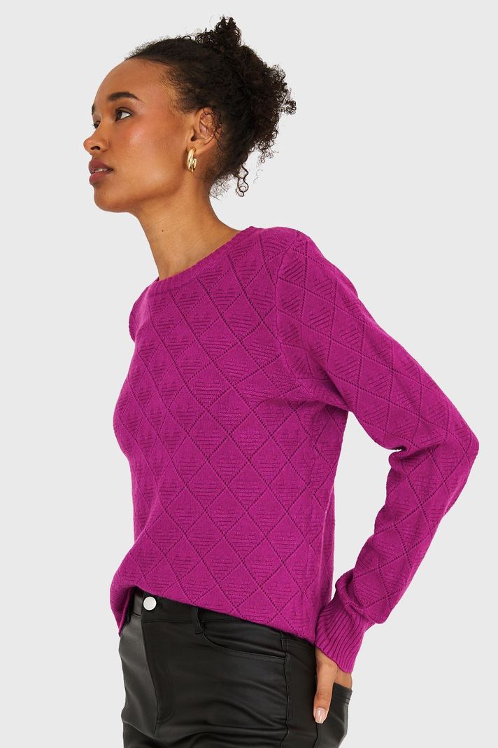Sweater Diseño Rombos Magenta Nicopoly-2