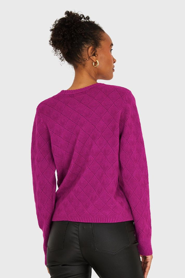Sweater Diseño Rombos Magenta Nicopoly-3