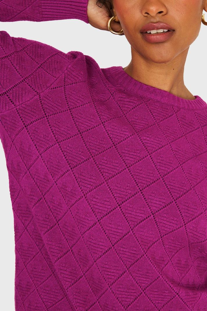 Sweater Diseño Rombos Magenta Nicopoly-5