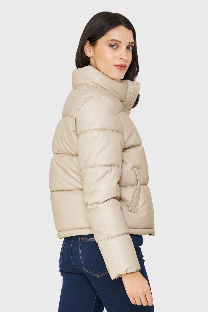 Parka Corta Tipo Ecocuero Blanco Invierno Nicopoly-2