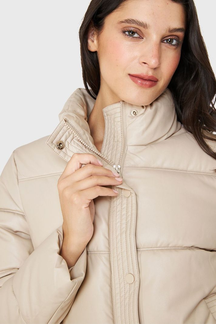 Parka Corta Tipo Ecocuero Blanco Invierno Nicopoly-5