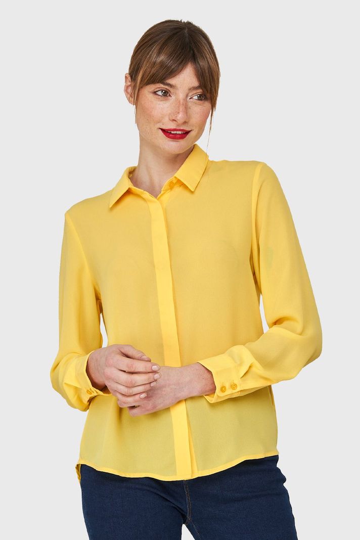 Blusa Básica Botonera Invisible Amarillo Nicopoly-4
