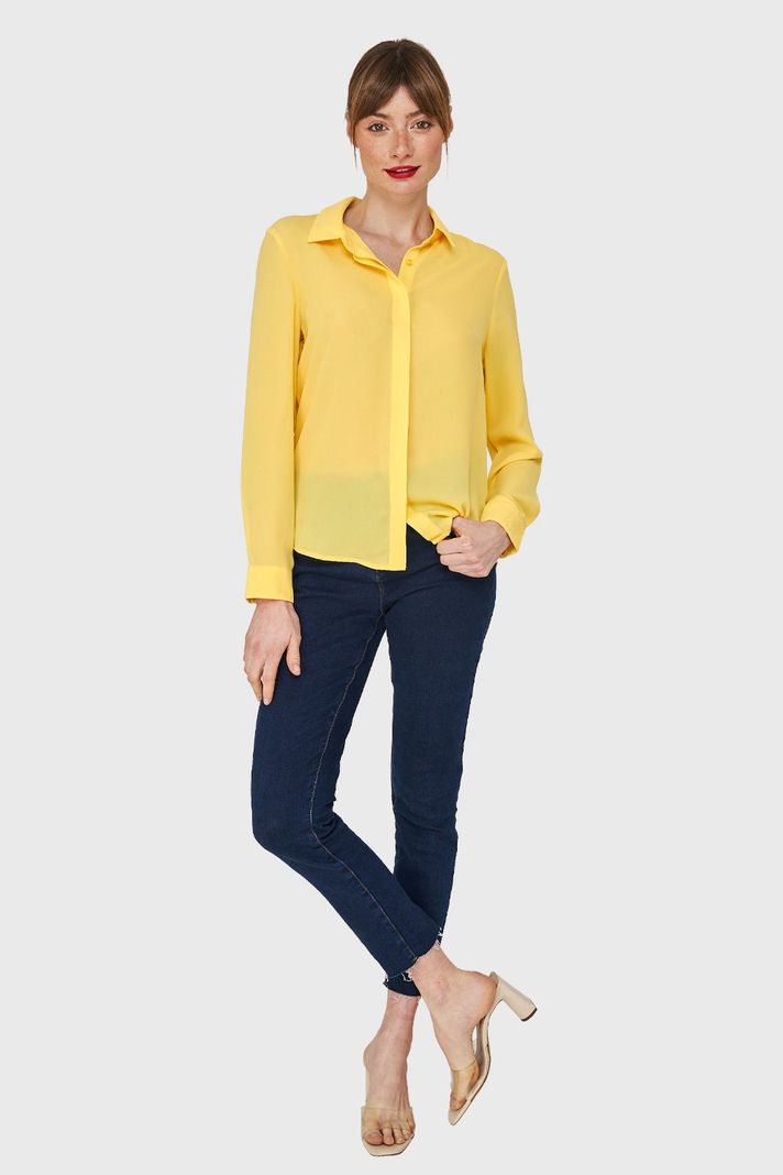 Blusa Básica Botonera Invisible Amarillo Nicopoly-1