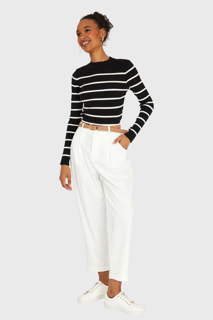 Sweater Rayas Negro Nicopoly-1