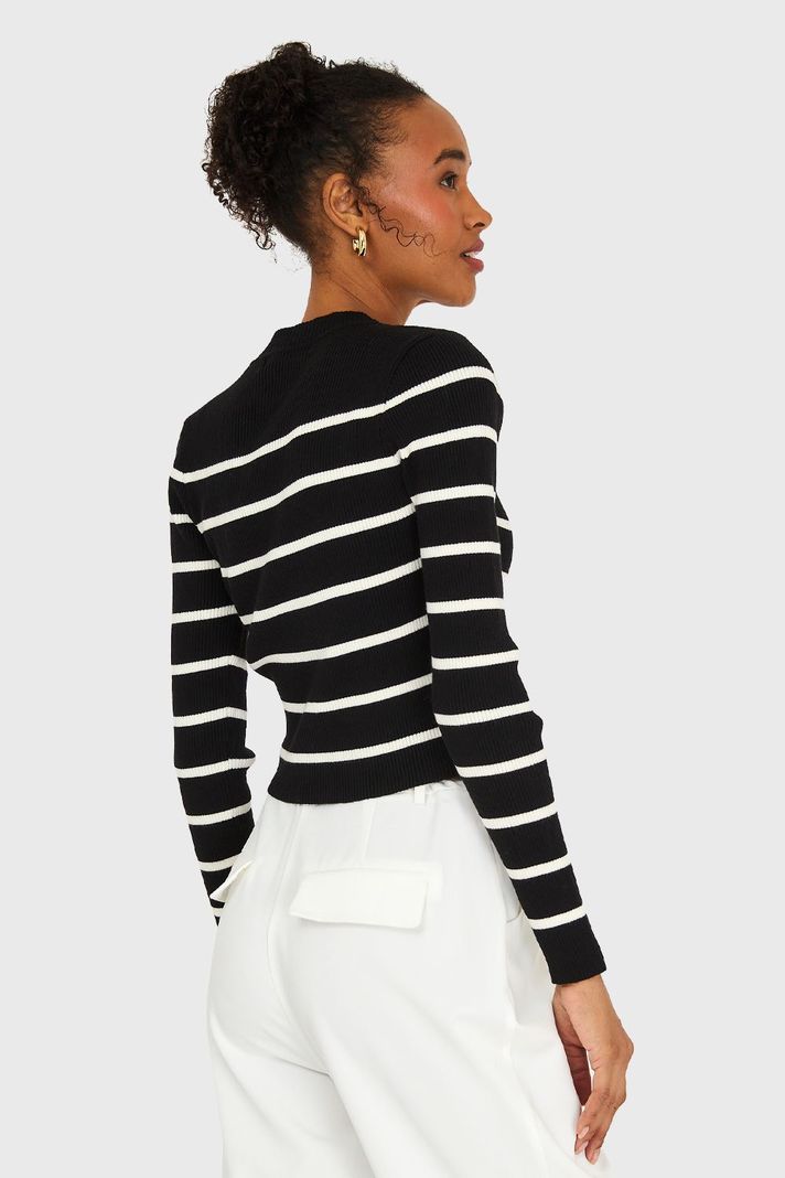 Sweater Rayas Negro Nicopoly-3