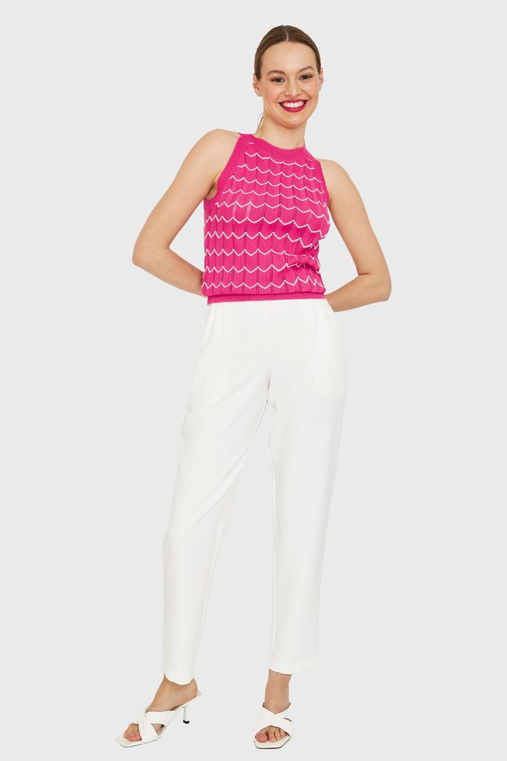 Polera Halter Calada Bicolor Fucsia Nicopoly-1