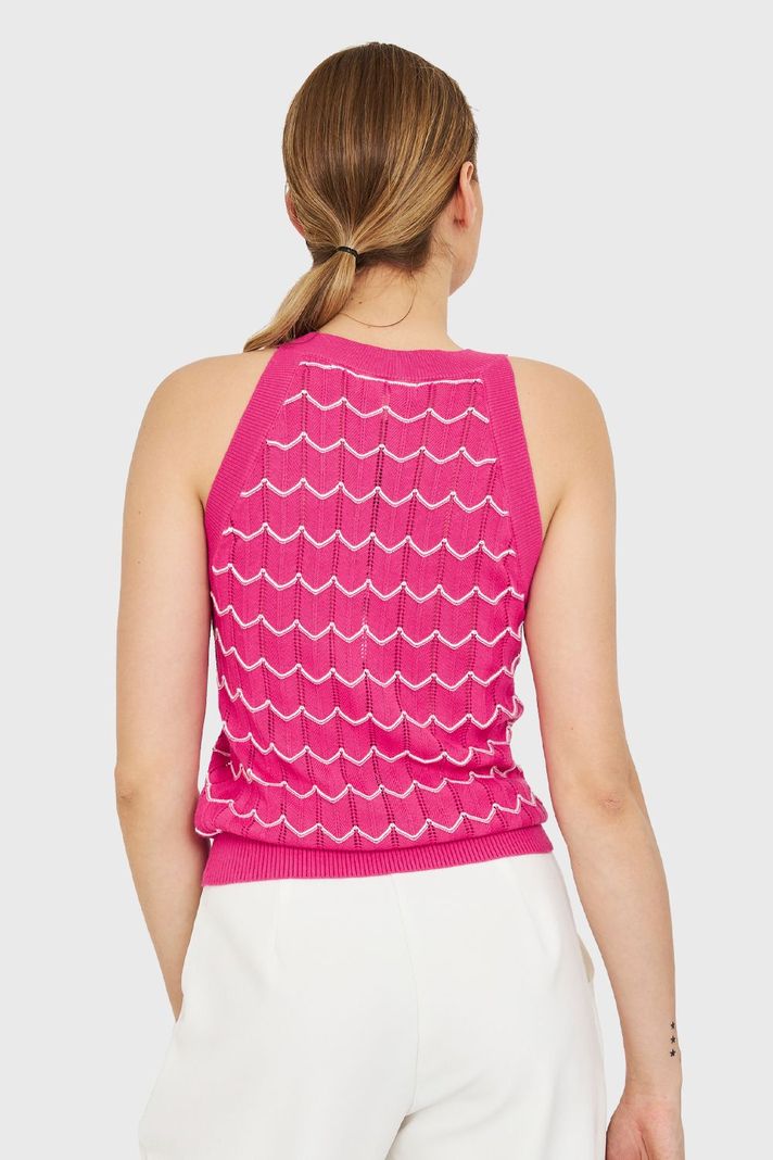 Polera Halter Calada Bicolor Fucsia Nicopoly-3