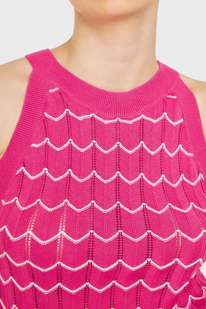 Polera Halter Calada Bicolor Fucsia Nicopoly-5