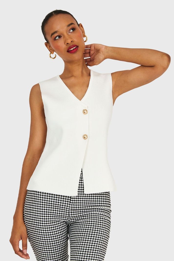 Gilet Tejido Hilo Blanco Nicopoly-4