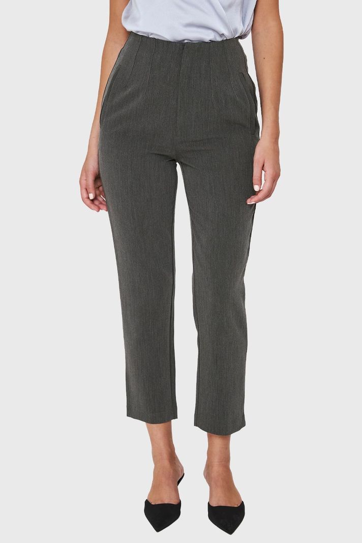 Pantalón Pinzas Recto Gris Nicopoly-0