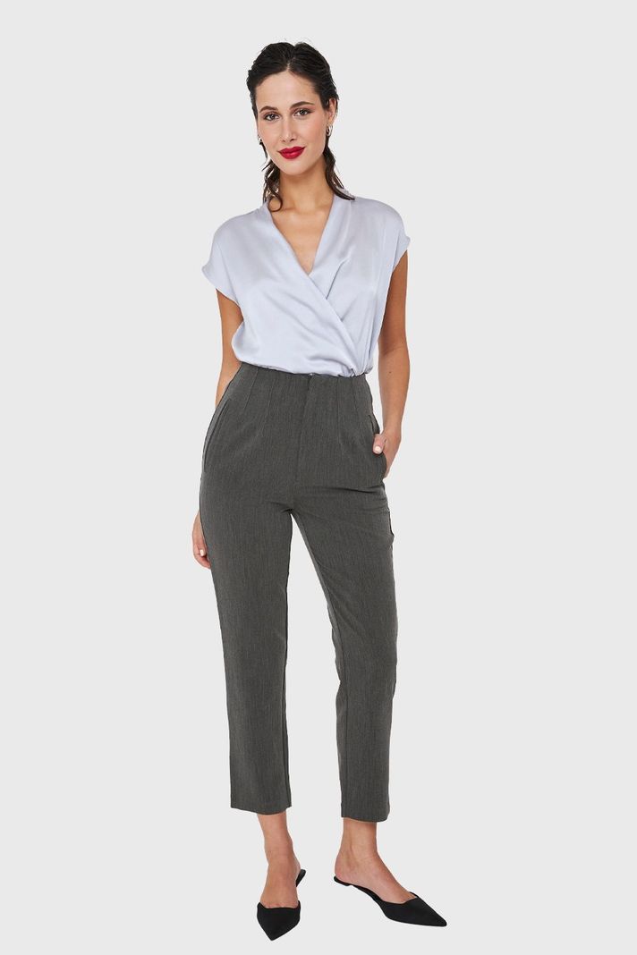 Pantalón Pinzas Recto Gris Nicopoly-1