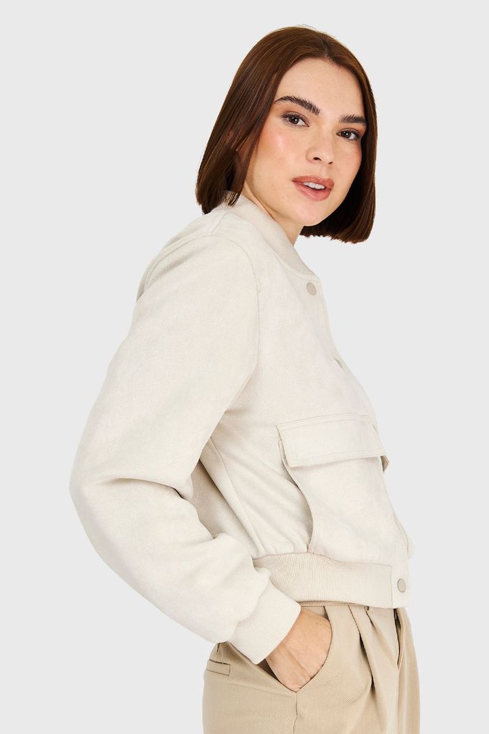 Bomber Tipo Gamuza Blanco Invierno Invierno Nicopoly-2
