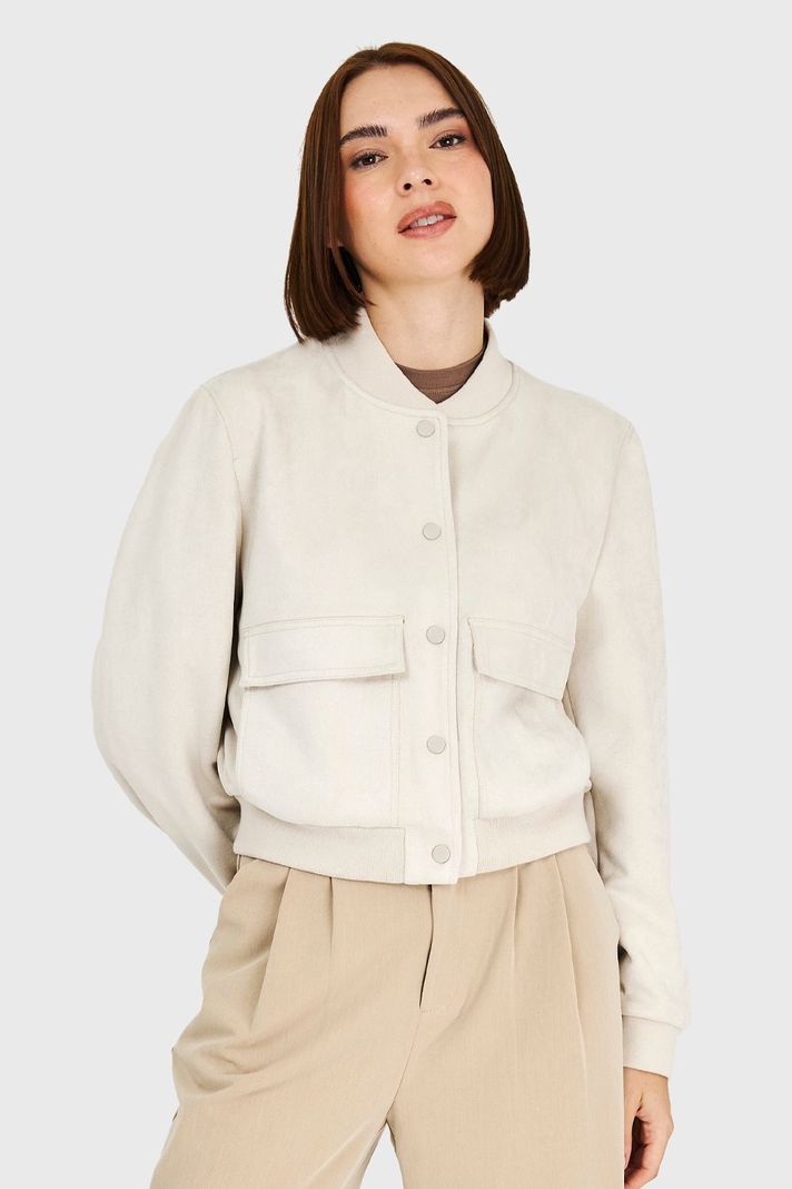 Bomber Tipo Gamuza Blanco Invierno Invierno Nicopoly-4