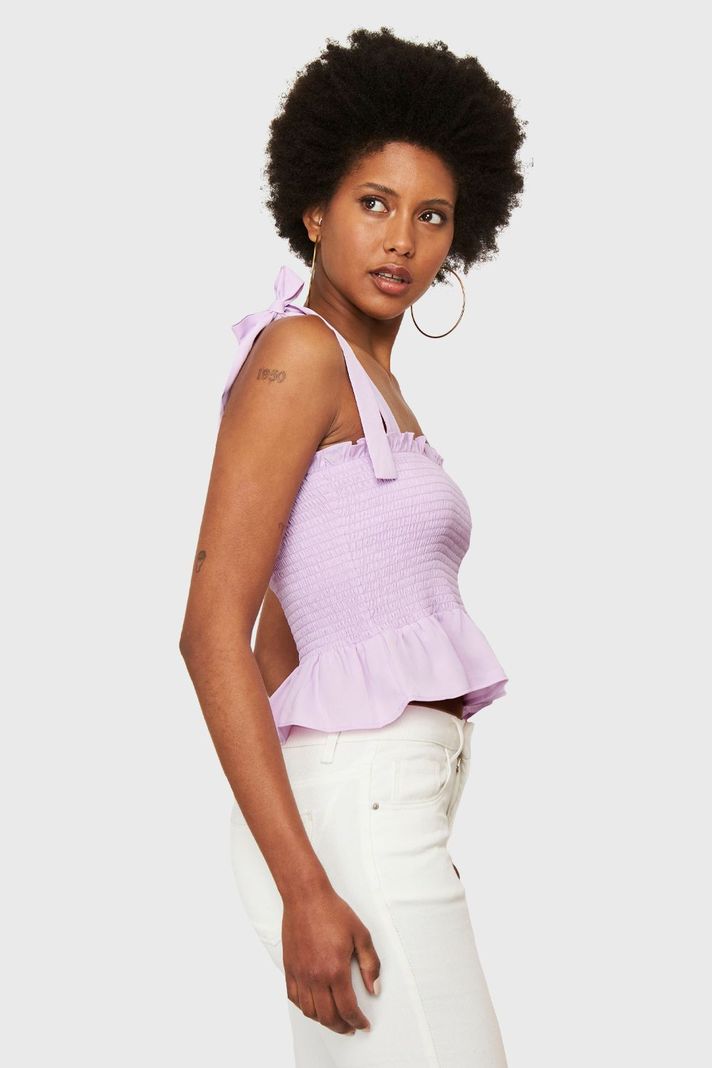 Crop Top Fruncido Lila Nicopoly-2