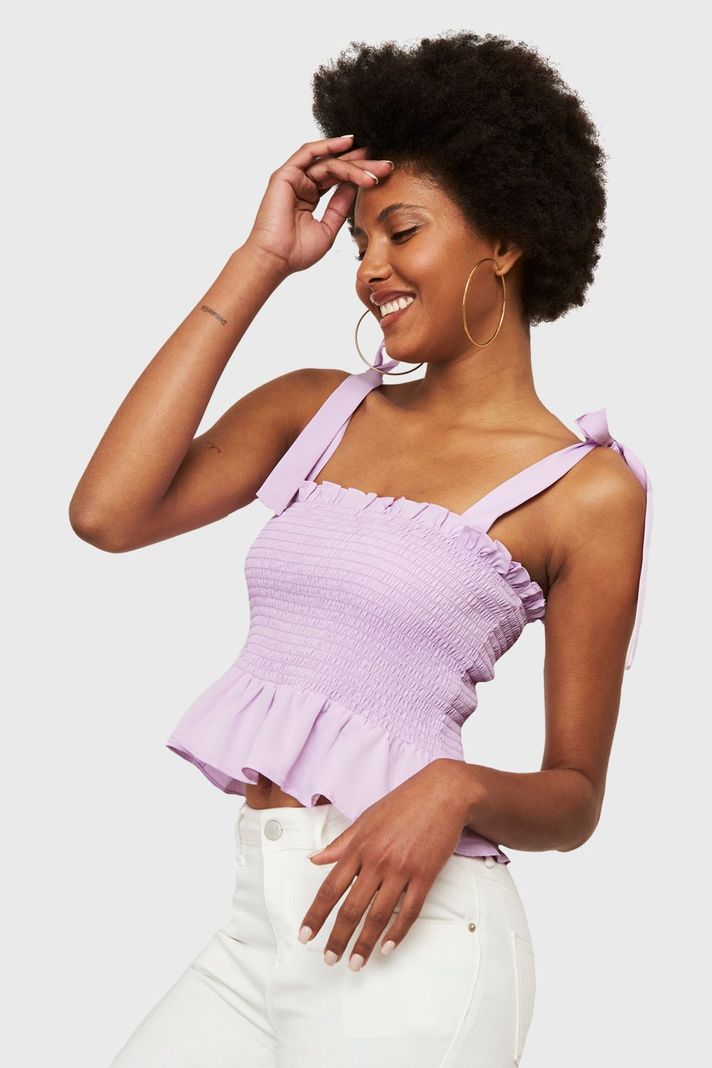 Crop Top Fruncido Lila Nicopoly-0