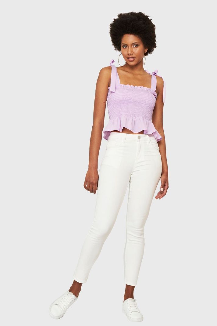 Crop Top Fruncido Lila Nicopoly-1
