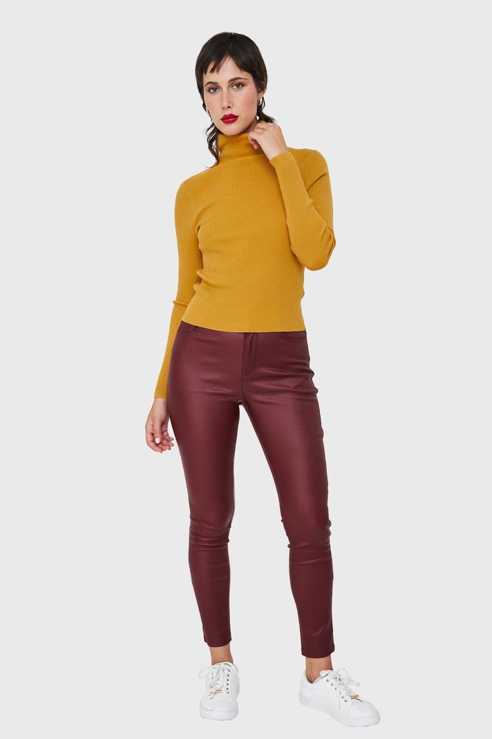 Sweater Tejido Canalé Mostaza Nicopoly-1