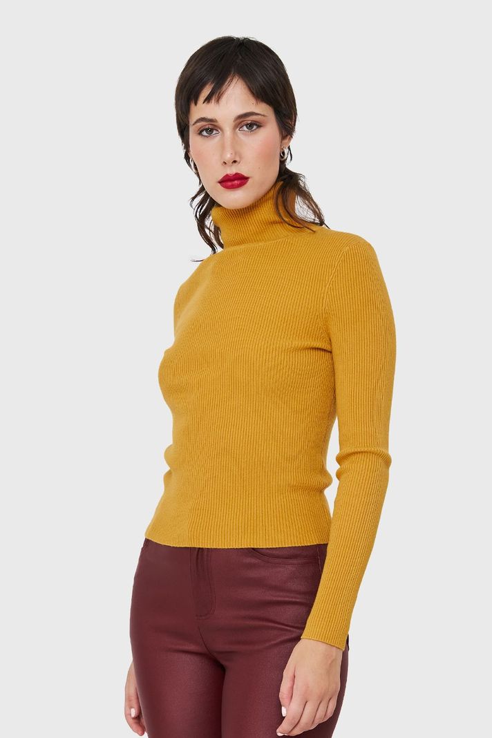 Sweater Tejido Canalé Mostaza Nicopoly-2