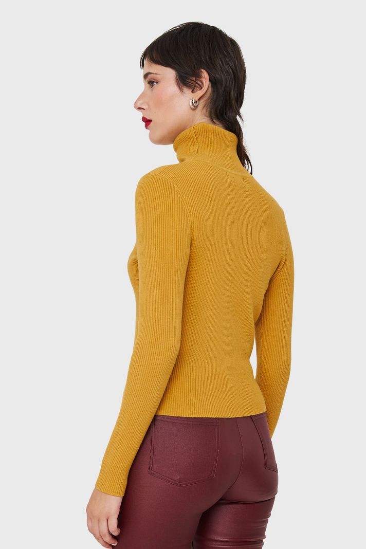 Sweater Tejido Canalé Mostaza Nicopoly-3