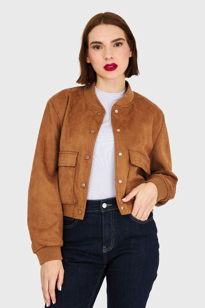 Bomber Tipo Gamuza Camel Nicopoly-0