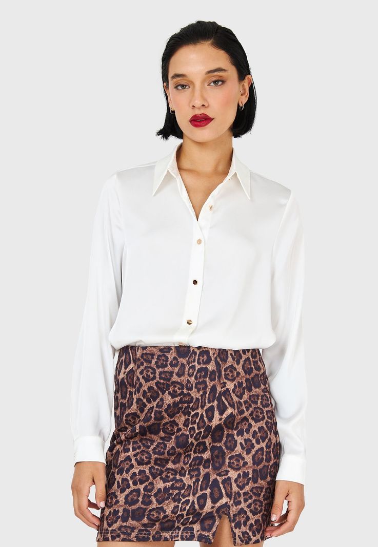Camisa Básica Tipo Satín Blanco Nicopoly-0