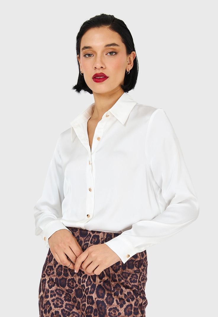 Camisa Básica Tipo Satín Blanco Nicopoly-4
