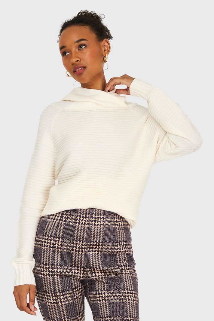 Sweater Canalé Cuello Tortuga Blanco Invierno Nicopoly-0