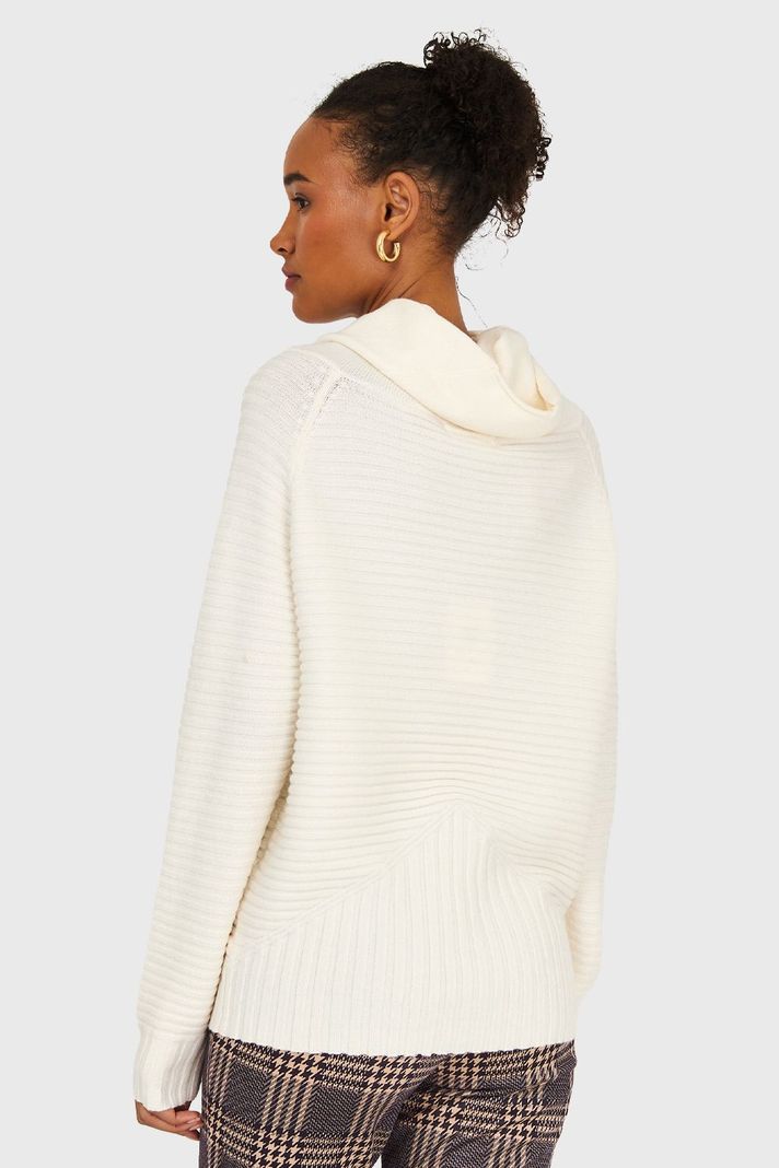 Sweater Canalé Cuello Tortuga Blanco Invierno Nicopoly-3
