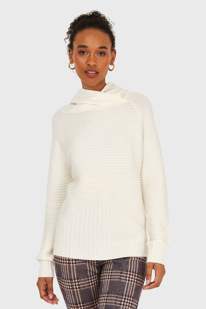 Sweater Canalé Cuello Tortuga Blanco Invierno Nicopoly-4