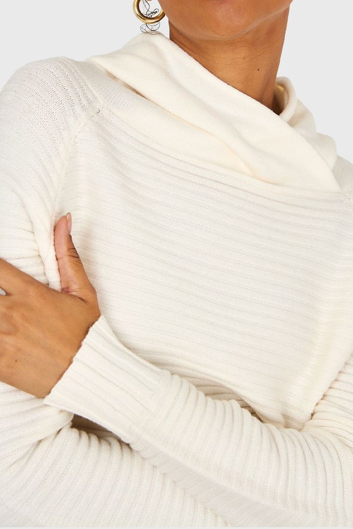 Sweater Canalé Cuello Tortuga Blanco Invierno Nicopoly-5