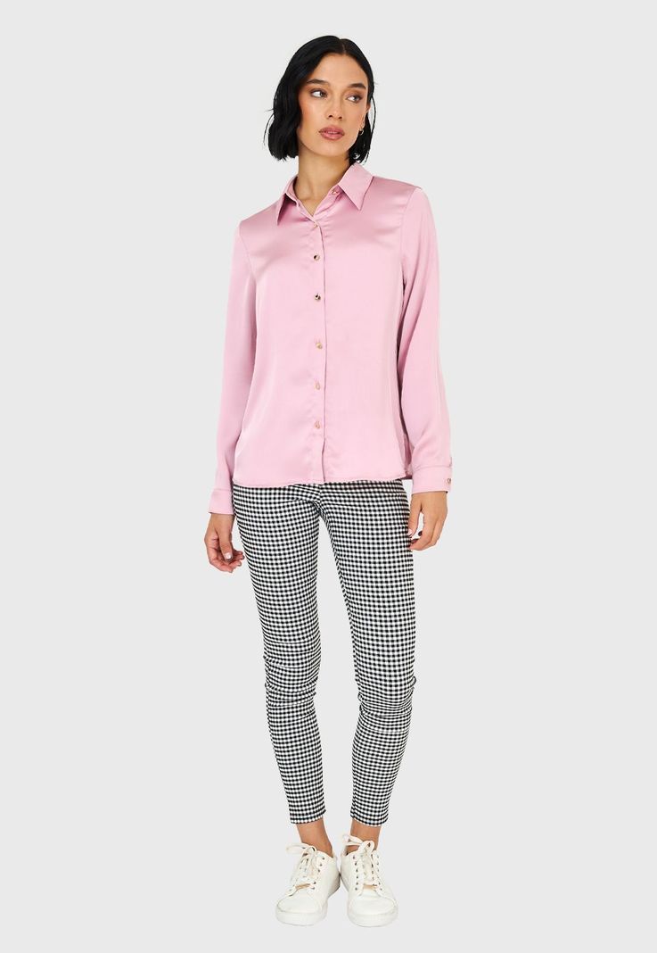 Camisa Básica Tipo Satín Rosado Nicopoly-1