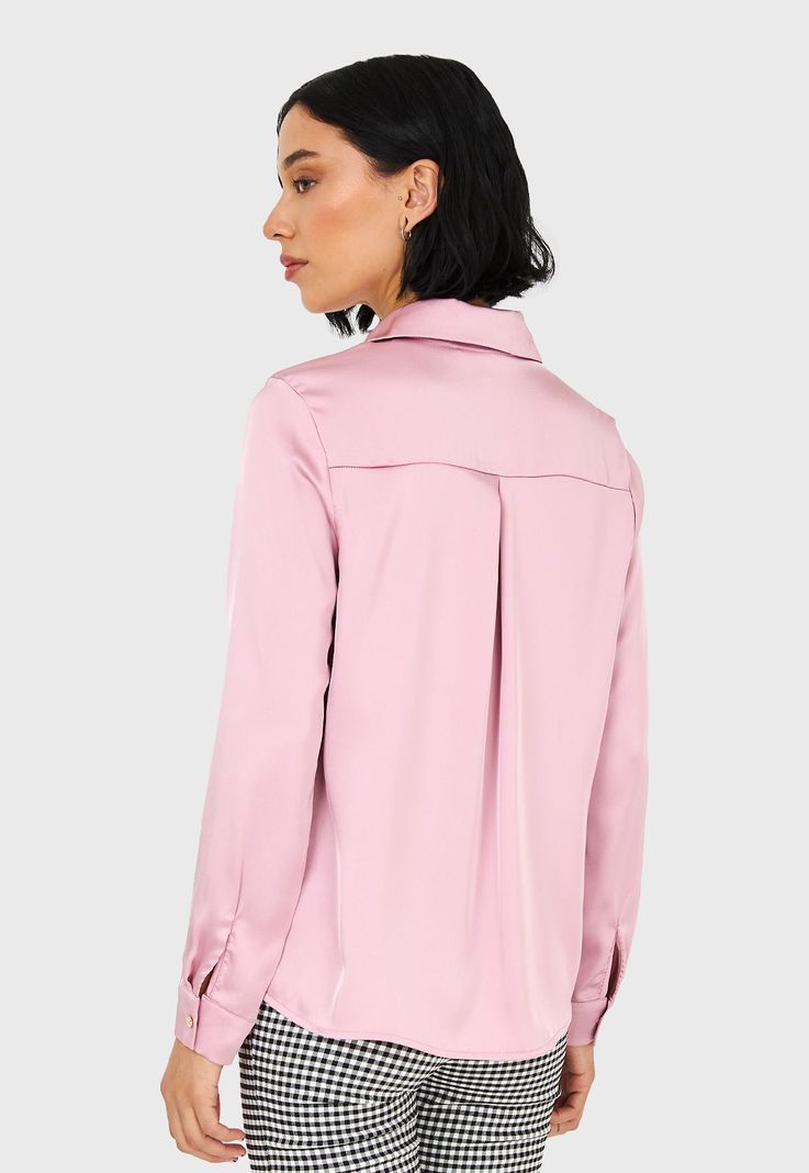 Camisa Básica Tipo Satín Rosado Nicopoly-3