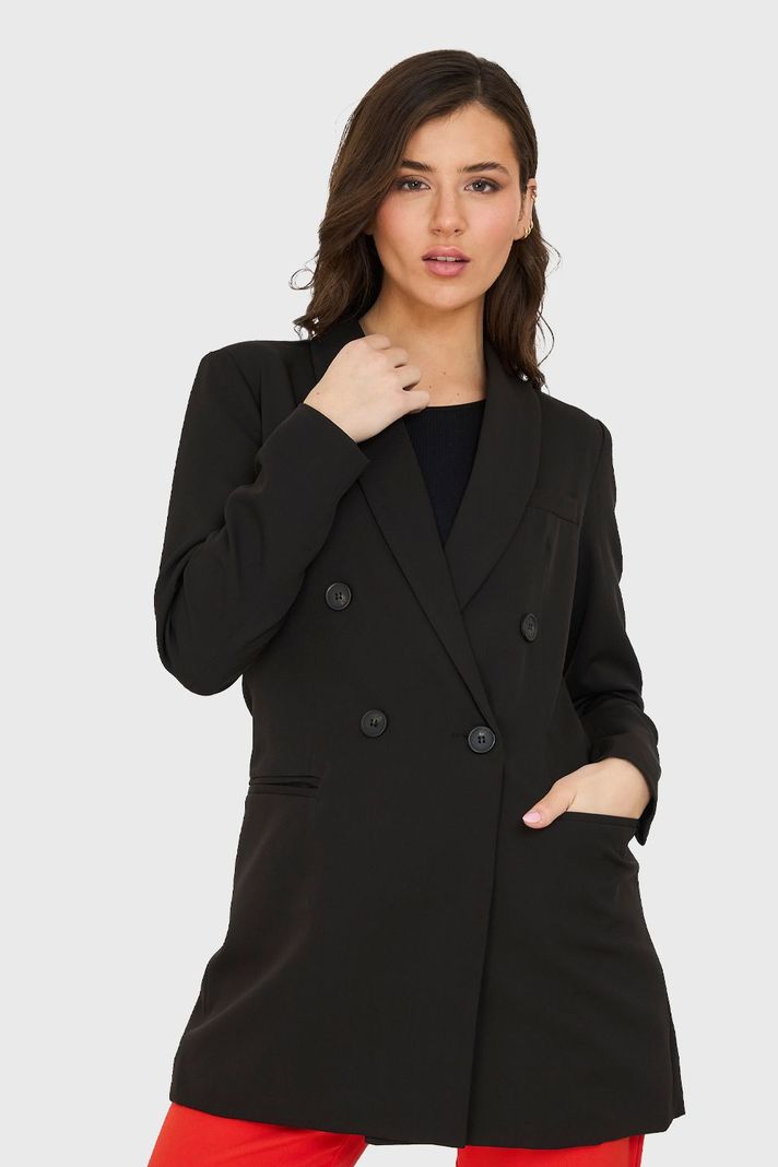 Blazer Largo 4 Botones Negro Nicopoly-0