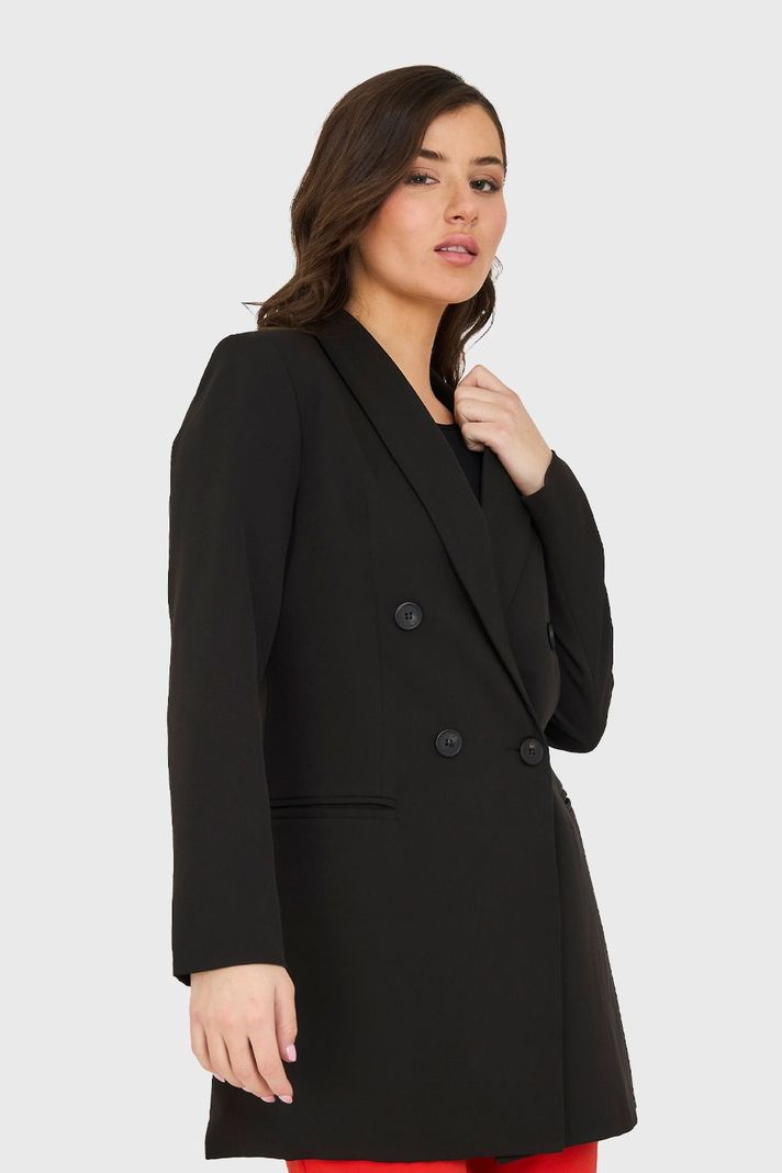 Blazer Largo 4 Botones Negro Nicopoly-2
