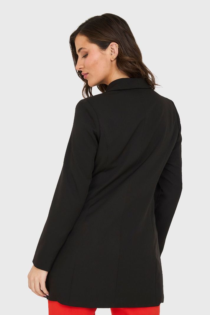 Blazer Largo 4 Botones Negro Nicopoly-3