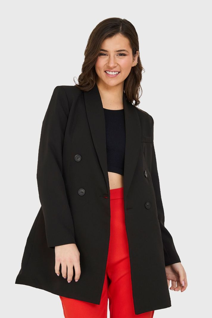 Blazer Largo 4 Botones Negro Nicopoly-4