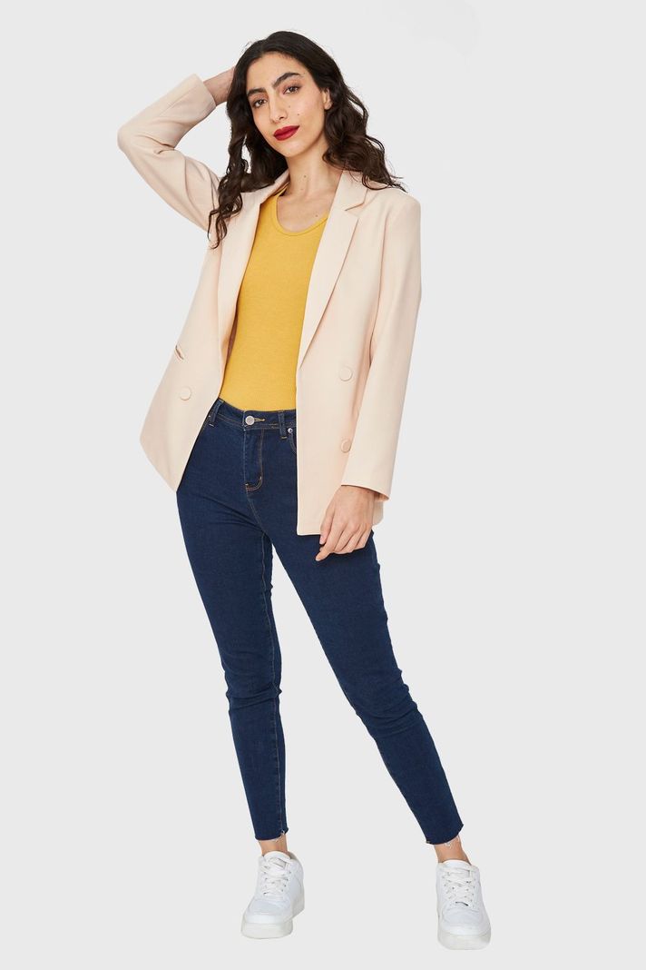 Blazer Botones Decorativos Crema Nicopoly-1