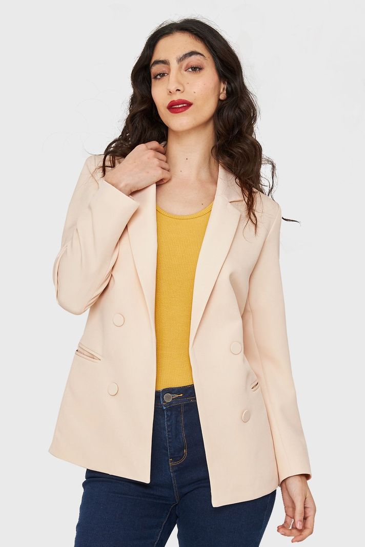 Blazer Botones Decorativos Crema Nicopoly-0