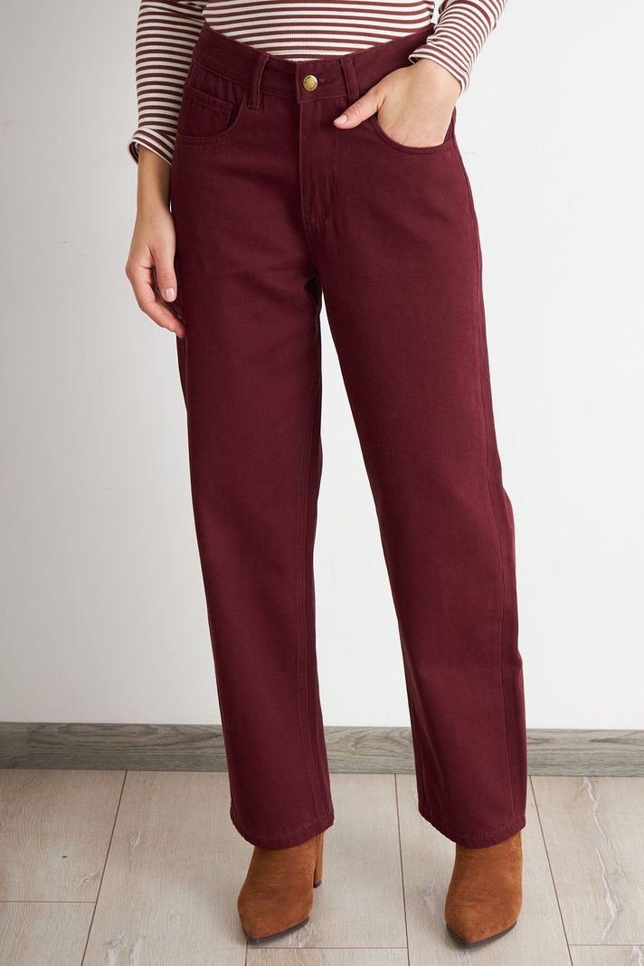 Jeans Rectos Tiro Alto Oxido Nicopoly