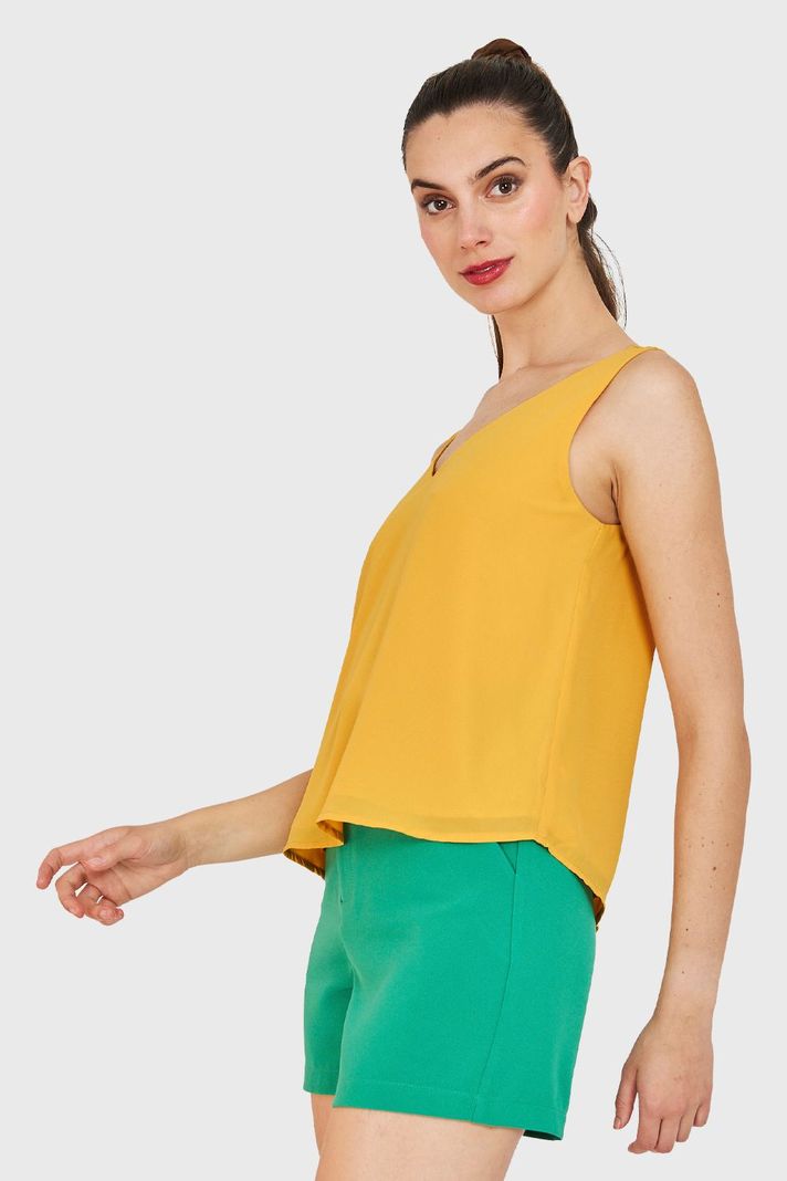 Blusa Básica Sin Mangas Amarillo Nicopoly-2