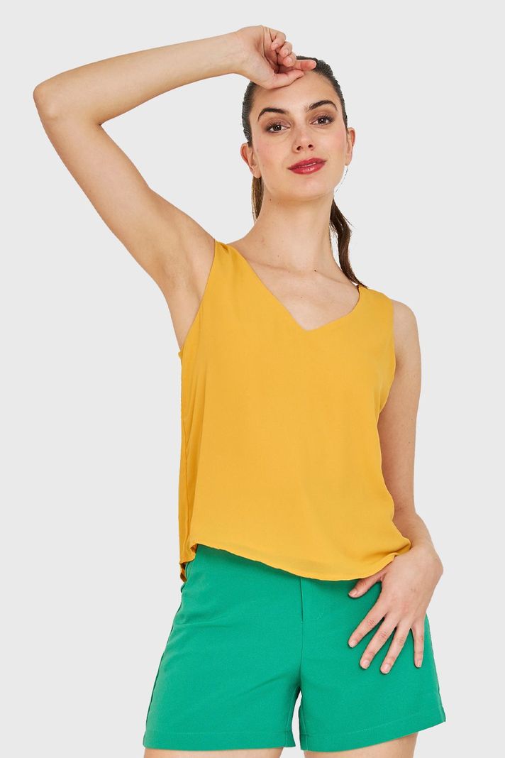 Blusa Básica Sin Mangas Amarillo Nicopoly-0