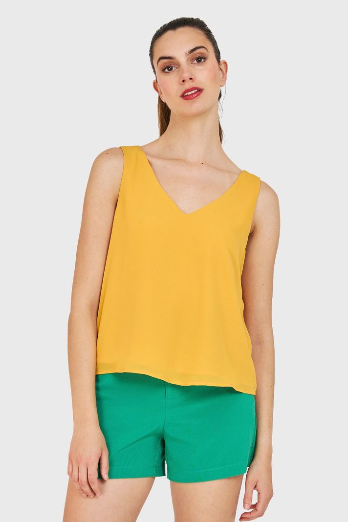 Blusa Básica Sin Mangas Amarillo Nicopoly-4