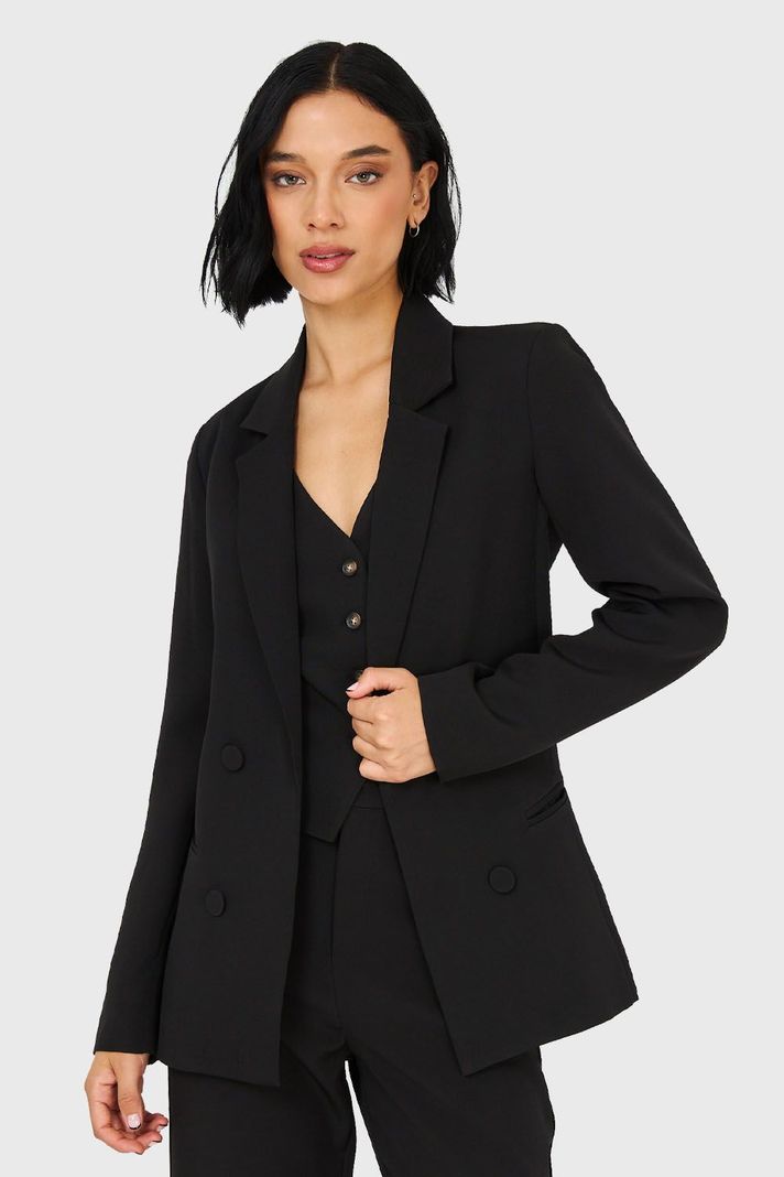 Blazer De Tope Botones Decorativos Negro Nicopoly-0