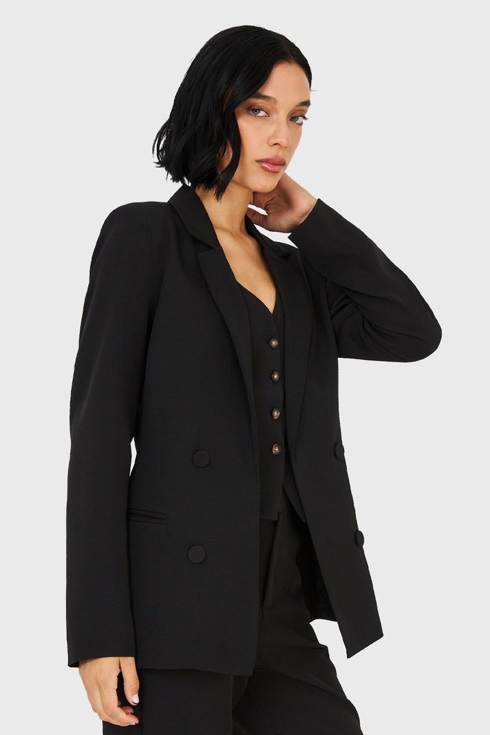 Blazer De Tope Botones Decorativos Negro Nicopoly-2