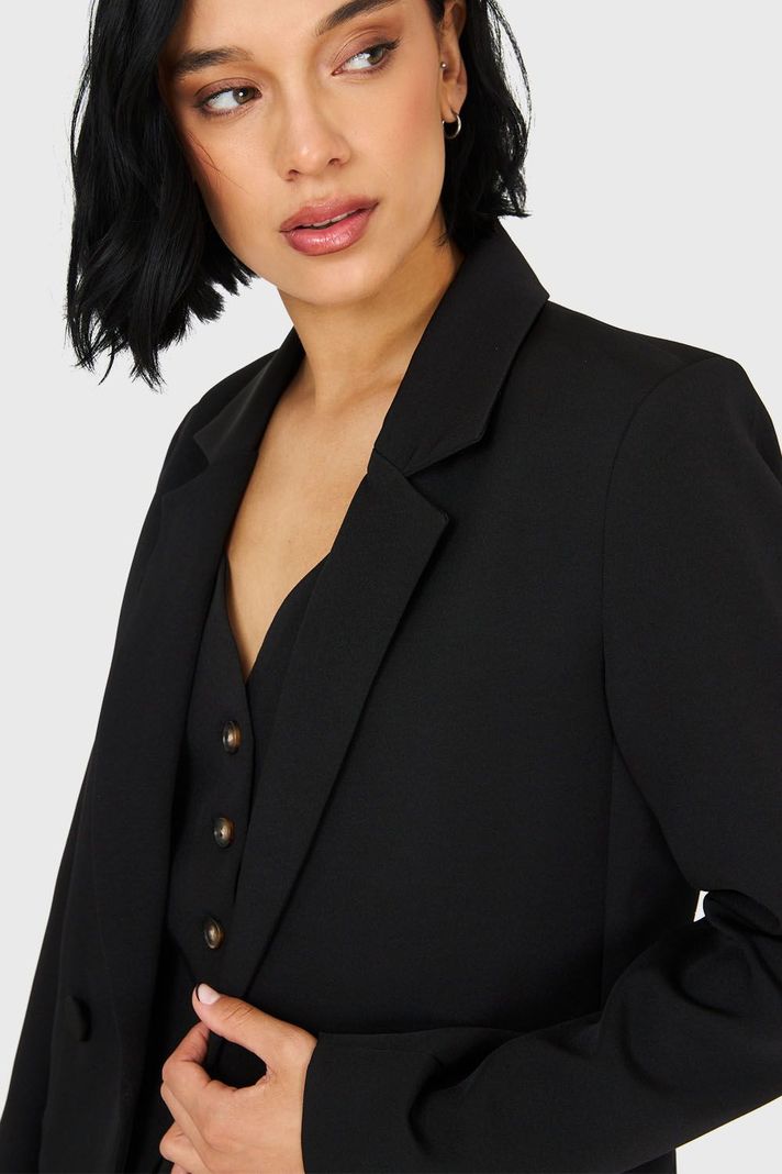 Blazer De Tope Botones Decorativos Negro Nicopoly-5